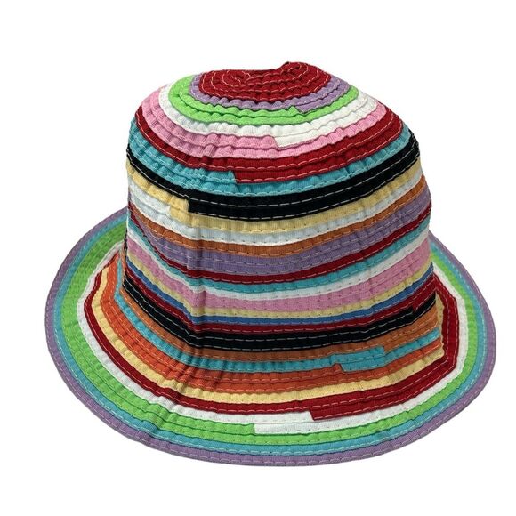Filippo Catarzi | Y2K Vintage Women’s Rainbow Bucket Hat Italy Stripe Summer - Picture 1 of 9